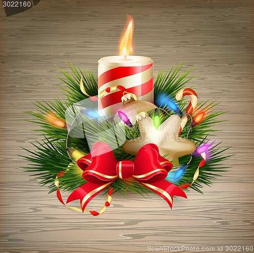 Image of Christmas candle illustration. EPS 10