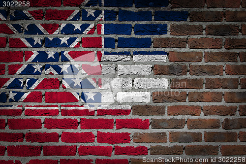 Image of Brick wall texture with flag