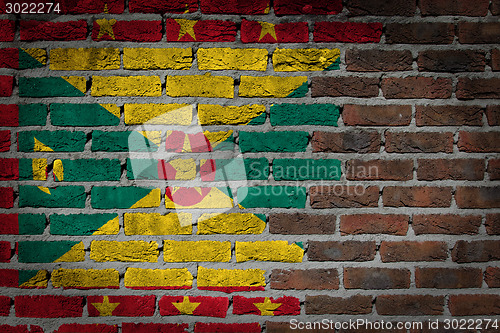 Image of Brick wall texture with flag