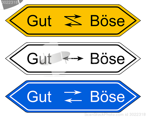 Image of Direction sign good and evil