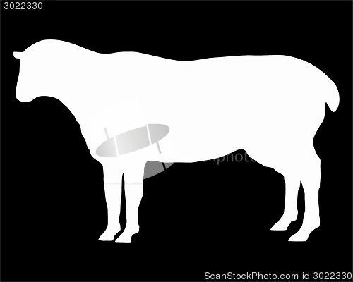 Image of The white silhouette of a sheep on black