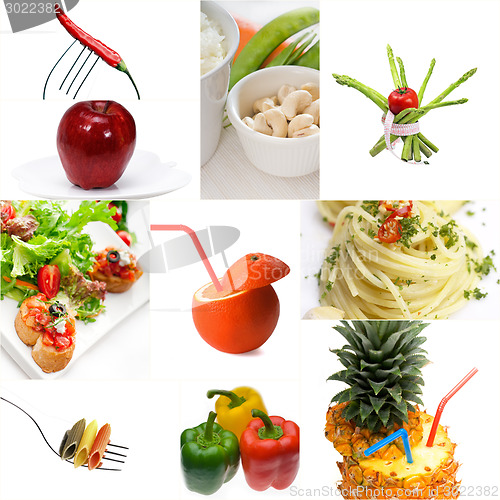 Image of Organic Vegetarian Vegan food collage  bright mood