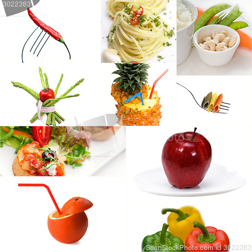 Image of Organic Vegetarian Vegan food collage  bright mood