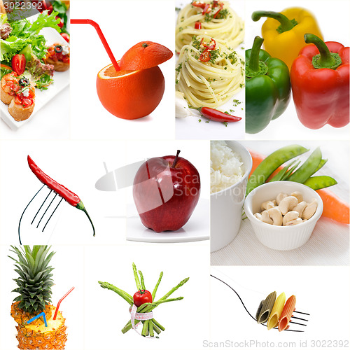 Image of Organic Vegetarian Vegan food collage  bright mood