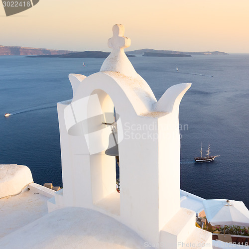 Image of Bell tower in Oia, Santorini island, Greece.