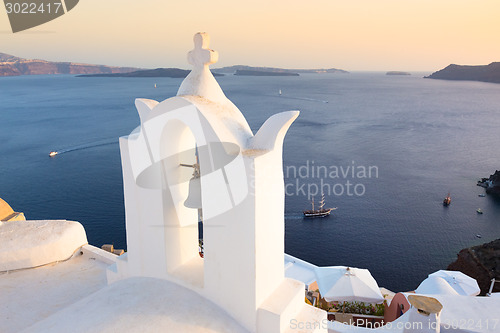 Image of Bell tower in Oia, Santorini island, Greece.