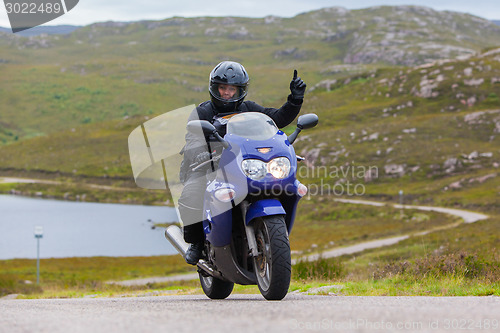 Image of Motorcyclist in the Scottish Highlands