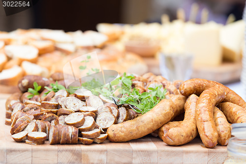 Image of Smoked dry sausage cold cuts.