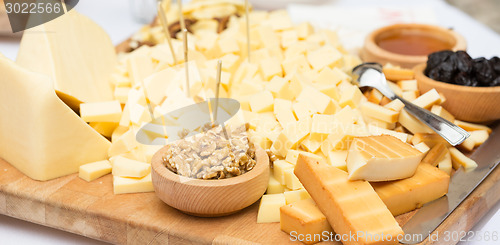 Image of Cheese Plate with Dried Fruit and Honey 