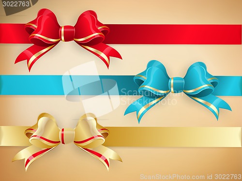 Image of Set of gift bows with ribbons. EPS 10