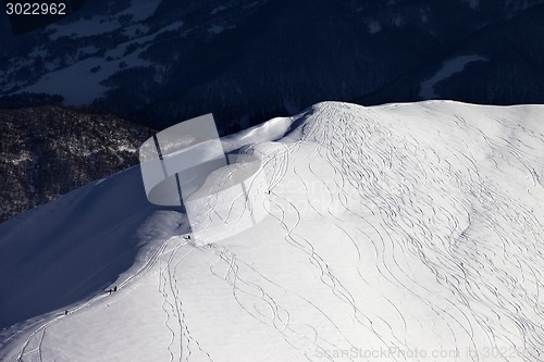 Image of Top view on off piste slope