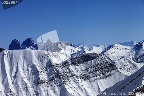 Image of Snowy winter mountains in nice sun day