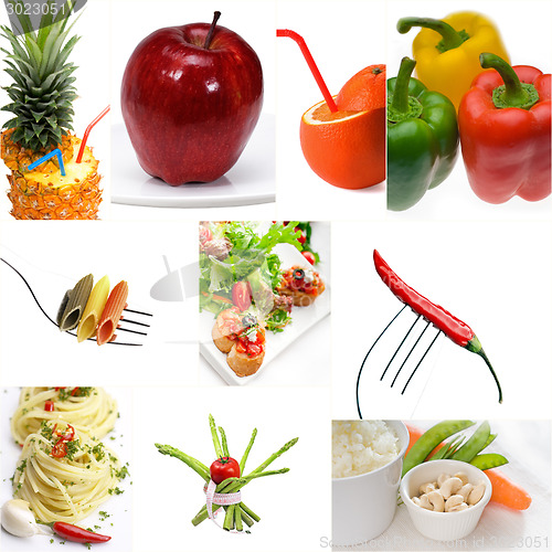 Image of Organic Vegetarian Vegan food collage  bright mood