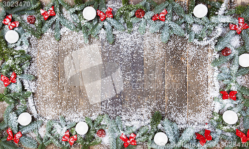 Image of wood background christmas snow