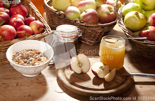 Image of healthy breakfast with apples