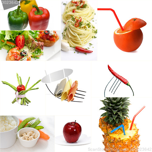 Image of Organic Vegetarian Vegan food collage  bright mood