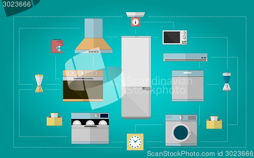 Image of Colored flat vector icons for kitchen appliances