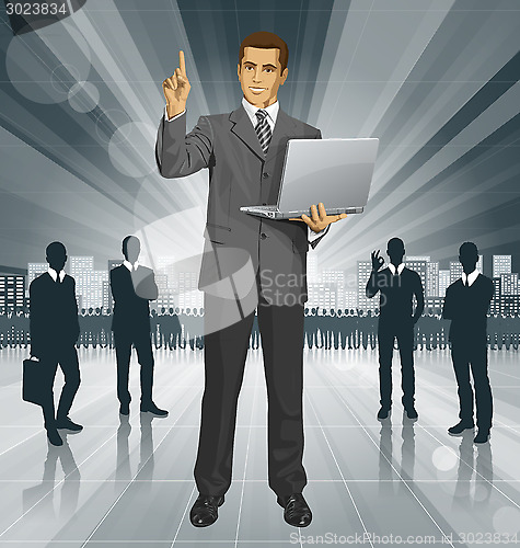 Image of Vector Business Man Shows Something With Finger
