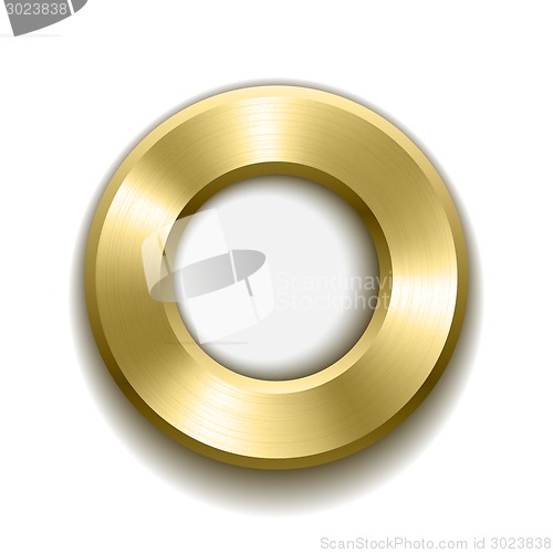 Image of Gold donut button template with metal texture.