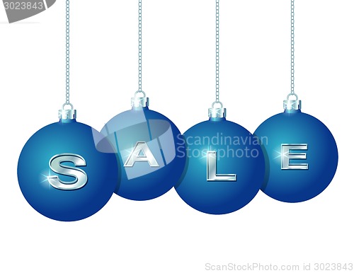 Image of Blue Christmas balls with silver word Sale