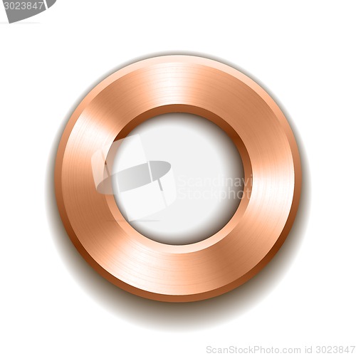 Image of bronze donut button template with metal texture.