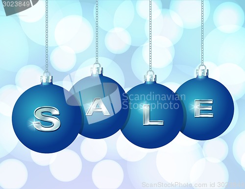 Image of Blue Christmas balls with silver word Sale
