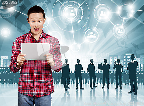 Image of Asian Man With Touch Pad