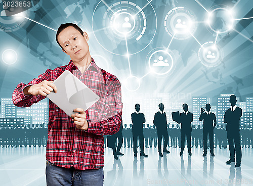 Image of Asian Man With Touch Pad