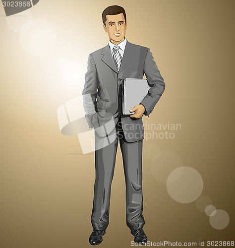 Image of Vector Businessman With Laptop