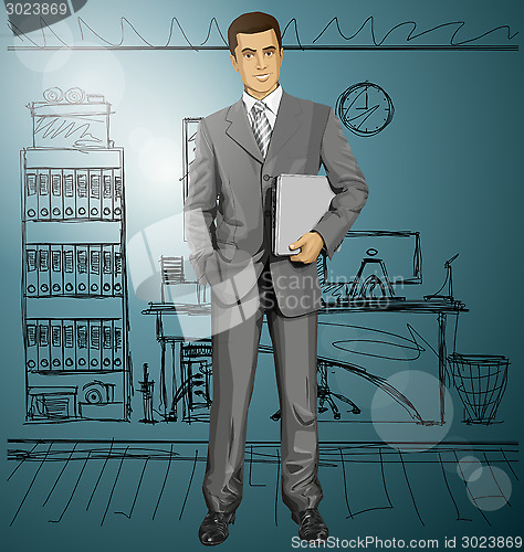 Image of Vector Businessman With Laptop