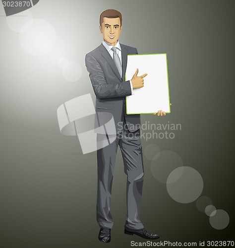 Image of Vector Businessman With Empty Write Board