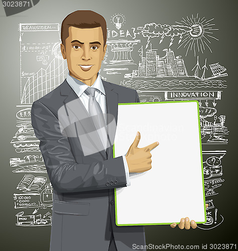 Image of Vector Businessman With Empty Write Board