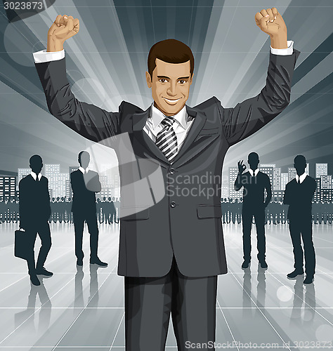 Image of Vector Businessman With Hands Up