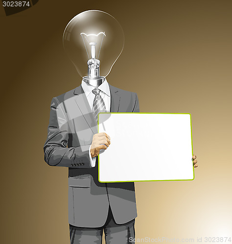 Image of Vector Lamp Head Business Man with Empty Write Board