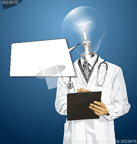 Image of Vector Lamp Head Doctor Man With Clipboard
