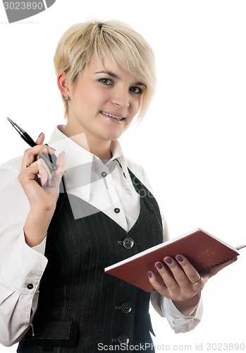 Image of Pretty business lady with organizer