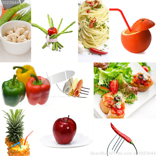 Image of Organic Vegetarian Vegan food collage  bright mood