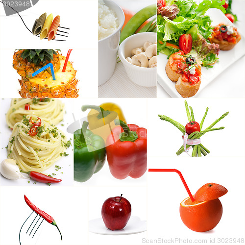 Image of Organic Vegetarian Vegan food collage  bright mood