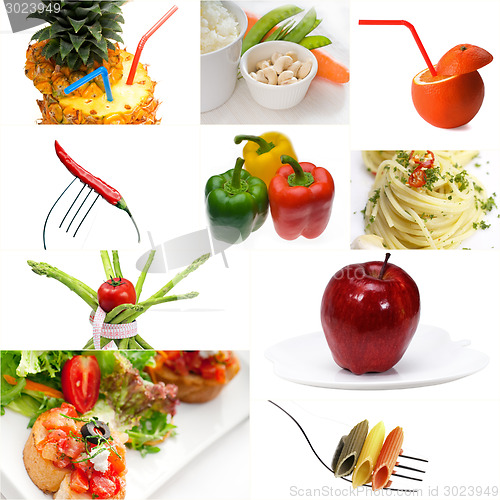 Image of Organic Vegetarian Vegan food collage  bright mood