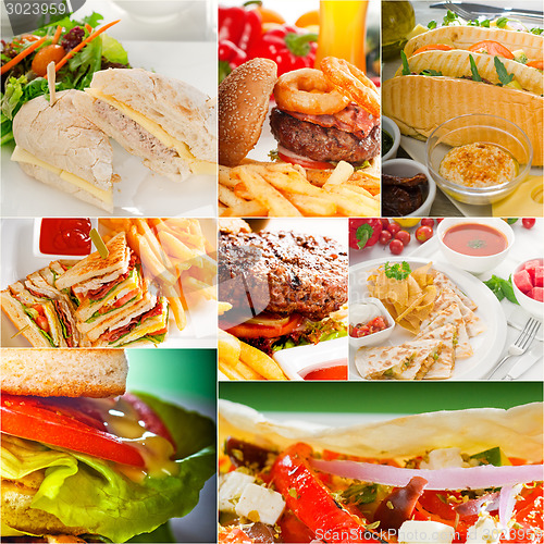 Image of burgers and sandwiches collection on a collage