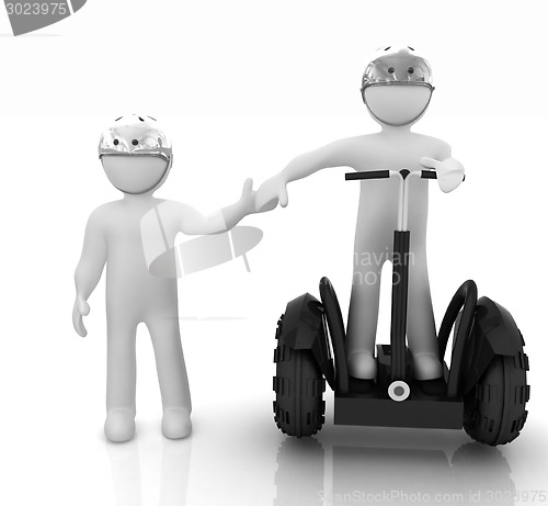 Image of 3d people in riding on a personal and ecological transport in he