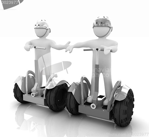 Image of 3d people in riding on a personal and ecological transport in he