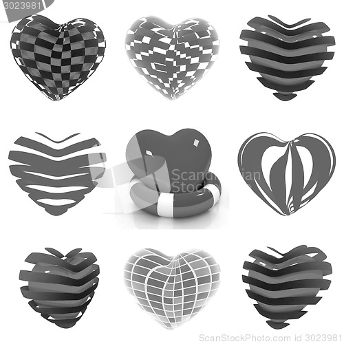 Image of Set of 3d beautiful red heart