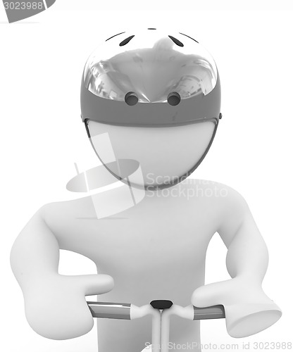 Image of 3d man in bicycle helmet 