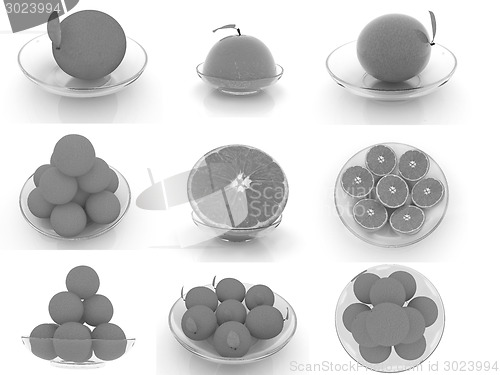 Image of Set of half orange on a glass plate