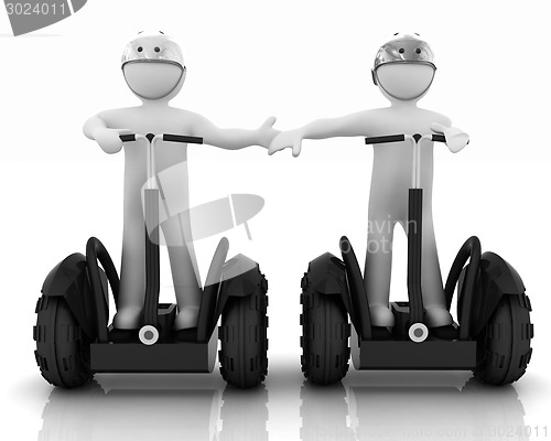 Image of 3d people in riding on a personal and ecological transport in he