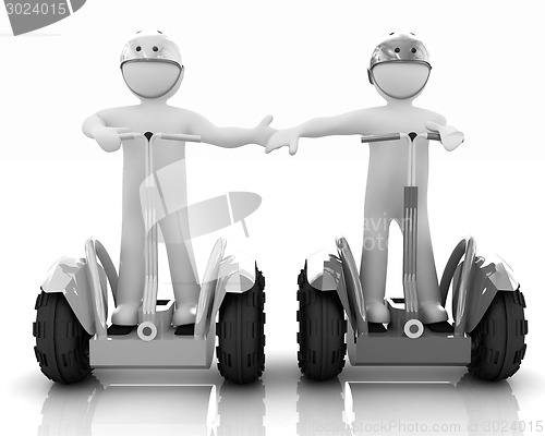 Image of 3d people in riding on a personal and ecological transport in he