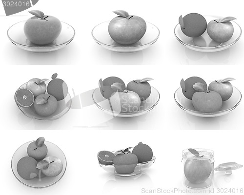 Image of Set of citrus on a glass plate