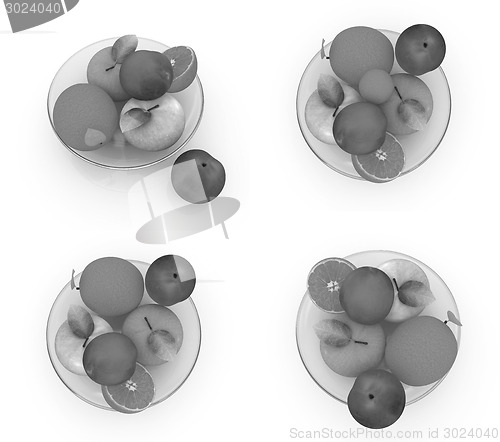 Image of Set of citrus on a glass plate
