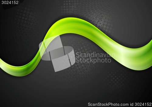 Image of Green glowing wave vector design